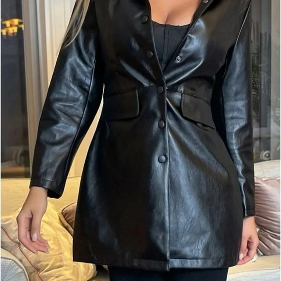 New faux leather button down jacket - Picture 2 of 8